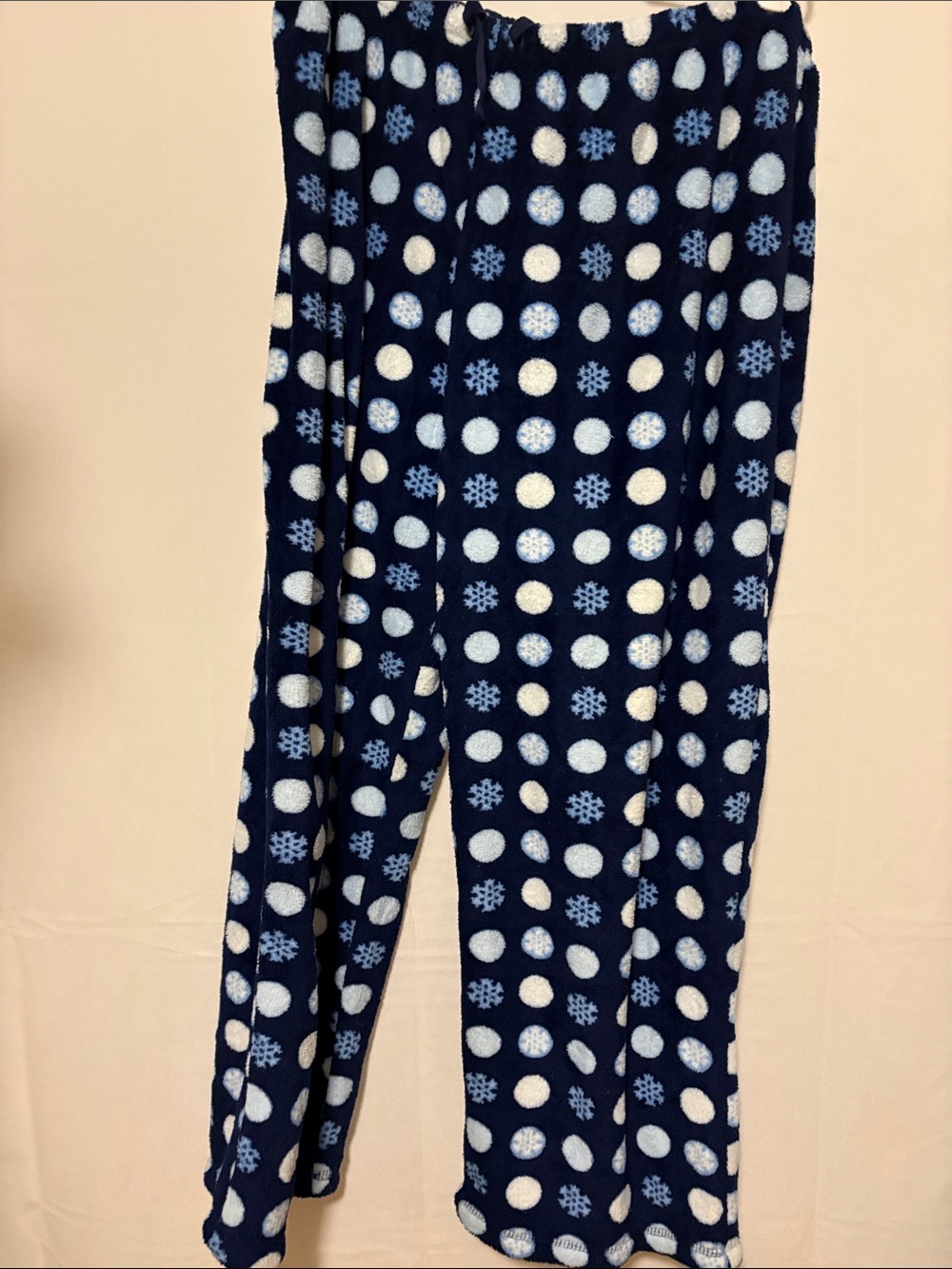 Women's Navy Blue Polka Dot Fleece Pajama Pants